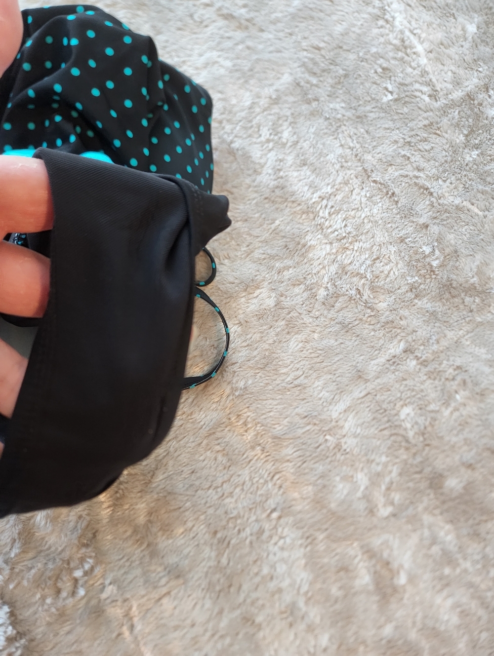Classic Black Polka-Dot Swimdress with Teal Ruffle - Picture 5 of 5